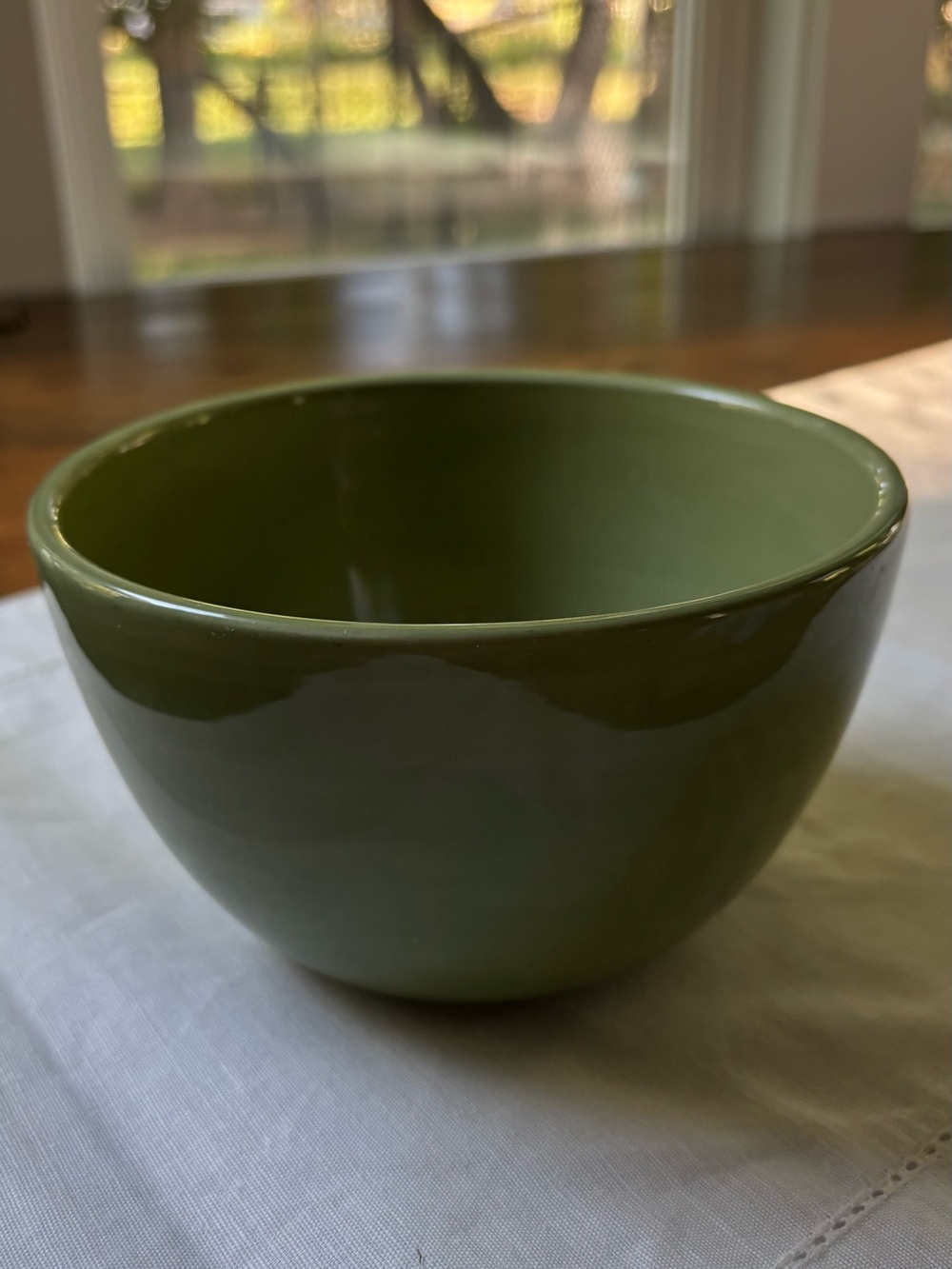 Pottery Barn Olive Green Ceramic Bowl 5” ‘Sausalito’